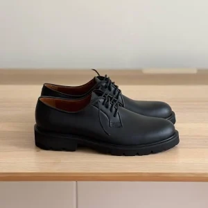 Handcrafted Leather Derby Shoes Men's Black Brown