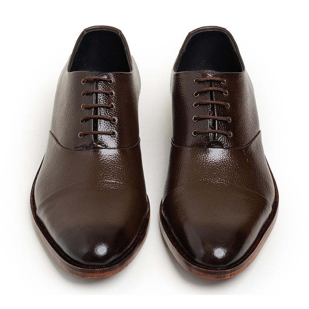 Men's Classic Grained Captoe Oxford Shoes (brown) Bella